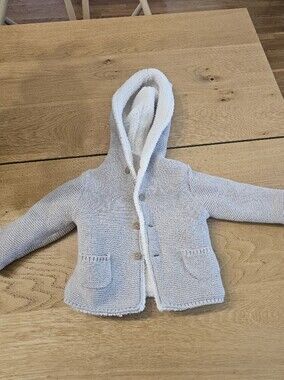Carter's Sherpa-Lined Hooded Cardigan - Cream and Light Gray